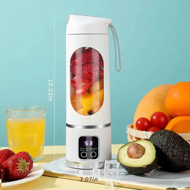 10 Blades Portable Fruit Juicer 450Ml Capacity 3 Gears USB Rechargeable Blender Ice Crusher for Shakes and Smoothies Juicer Cup